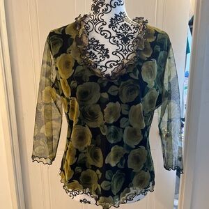 John Paul Richard Scoop-neck Semi-Mesh Blouse
